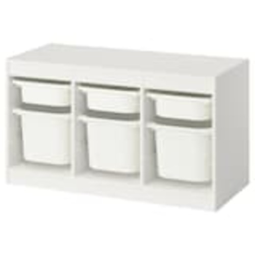 TROFAST storage combination with boxes, white/white, 39x173/8x22" - IKEA
