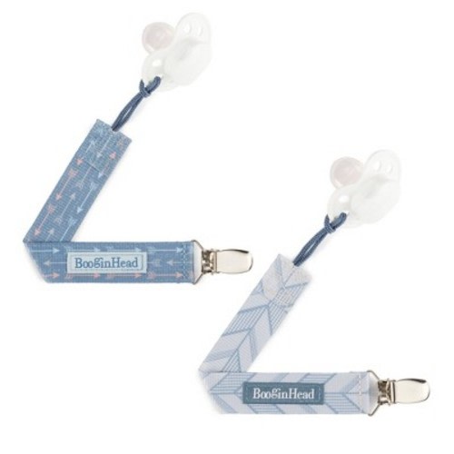BooginHead 2pk PaciGrip Pacifier Clip Holder, Color: Blue Feather