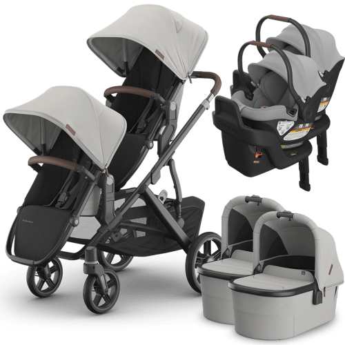 UPPAbaby Vista V3 Double Stroller for TWINS + 2 Bassinets + 2 Aria or Mesa V2 Car Seats Travel System