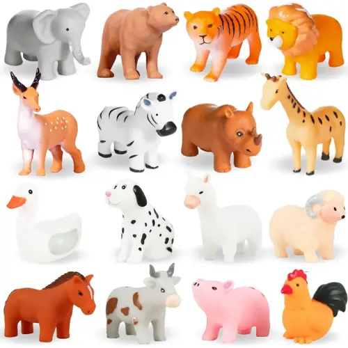 WQTHE Mold Free Baby Bath Toys, for Infants 6-12& Toddlers 1-3, No Hole No Mold Bathtub Toys (Animals Combo Ⅲ, 16 Pcs with Mesh Bag)