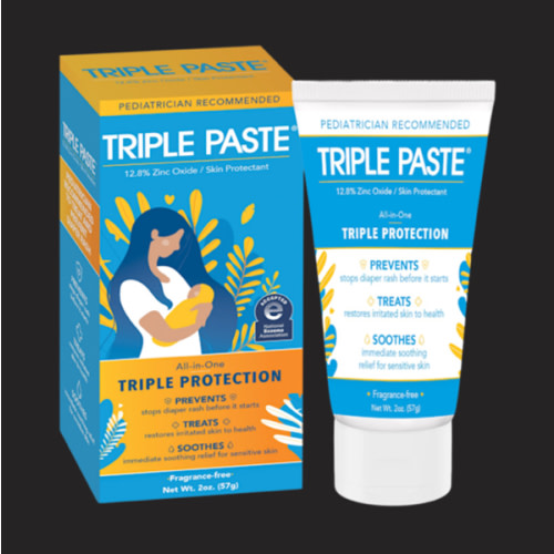 Triple Paste Diaper Rash Cream for Baby - 3 oz Tube - Zinc Oxide Ointment Treats, Soothes and Prevents Diaper Rash - Pediatrician-Recommended Hypoallergenic Formula with Soothing Botanicals