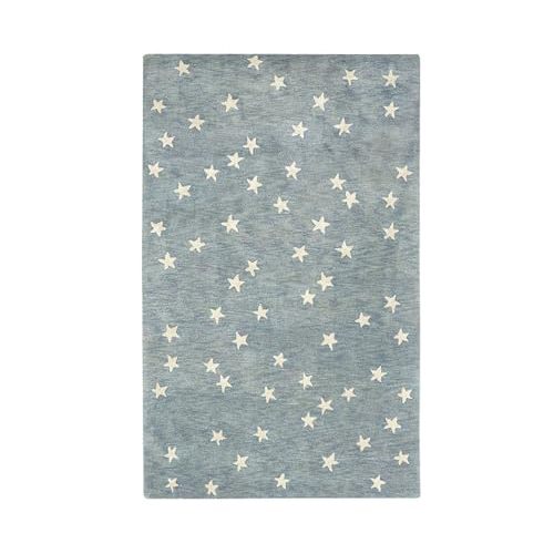Anthrofy Star Skies Area Rug – 5’ x 7' – Handmade Wool Area Rugs – Light Blue – Rugs for Living Room, Bedroom – Anti-Skid – Carpets with Non-Slip Natural Backing with 100% Cotton