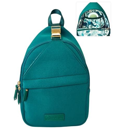 Sarah Wells Allie Sling Pump Bag – Fits All Wearable Cup Pumps & Portable Pumps – Machine Washable Neoprene Crossbody with Insulated Pocket, Water Bottle Holder & Hands-Free Design (Forest Green)