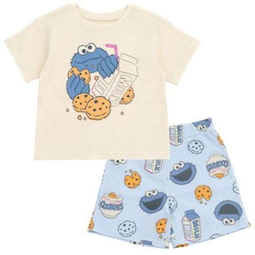 Sesame Street Baby Waffle Knit T-Shirt and Shorts Outfit Set Newborn to Infant