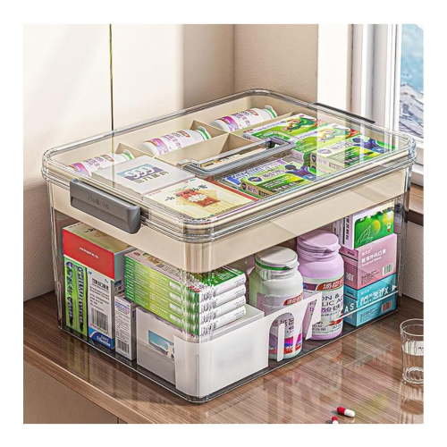Medicine Storage Box, Organizer with Handle