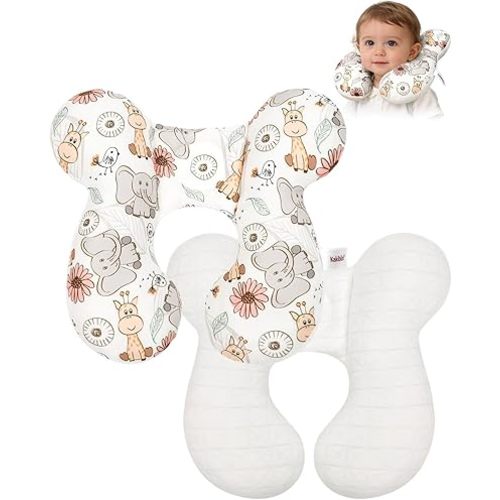 KAKIBLIN Baby Travel Pillow, Baby Neck Pillow for Car Seat, U-Shaped Head and Neck Support for Stroller Pushchair, Soft Cooling Breathable Infant Head Pillow for Newborn Toddler