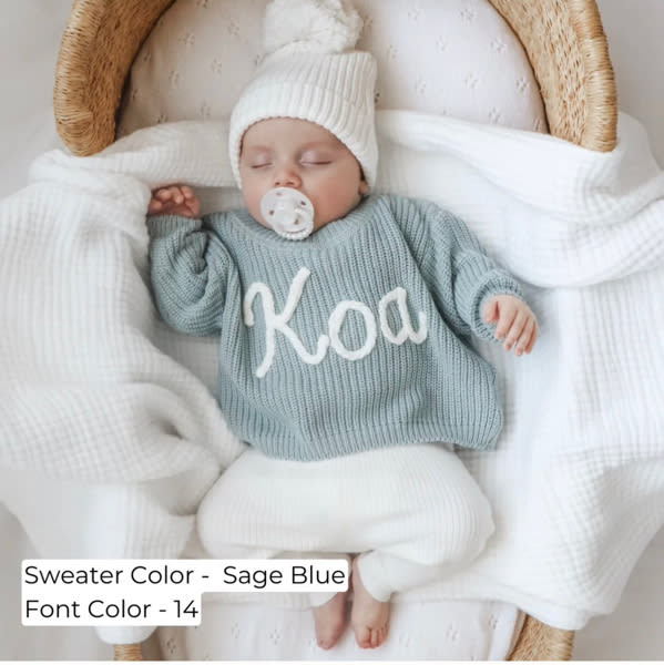 Hand Knitted Personalized Sweater, Size: 6-9M