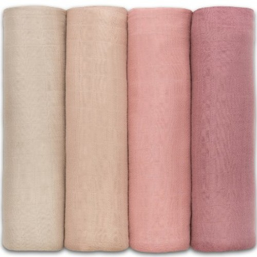 Muslin Swaddle Blankets Neutral Receiving Blanket for Boys and Girls by Comfy Cubs, Color: Cream, blush, bold blush, mauve