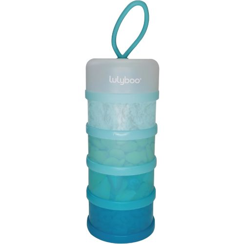 Lulyboo Baby & Toddler On-The-Go 4 Cup Stacker, Stackable Food Storage for Snacks and Formula, Aqua