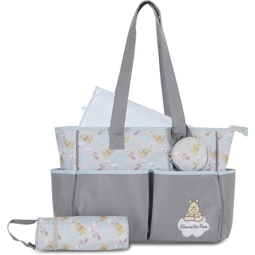Cudlie Tote Diaper Bag and Changing Pad, Winnie The Pooh Print Large