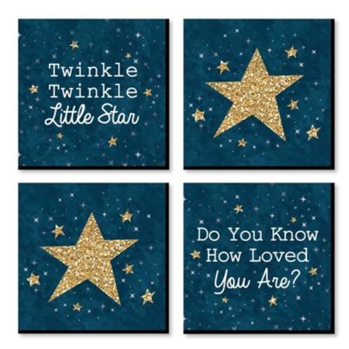 Big Dot Of Happiness Twinkle Twinkle Little Star - Kids Room, Nursery & Home Decor - 11 X 11 Inches Nursery Wall Art - Set Of 4 Prints For Baby's Room