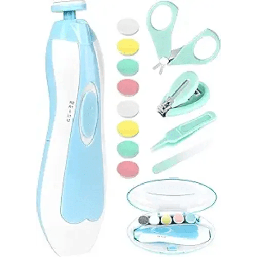 Qunlions life Baby Nail Trimmer Electric-19 in 1 Baby Nail Clippers Safe Baby Nail File Kit with Replacement Pads, Nail Clipper, Scissor, Tweezers, and Nail Files