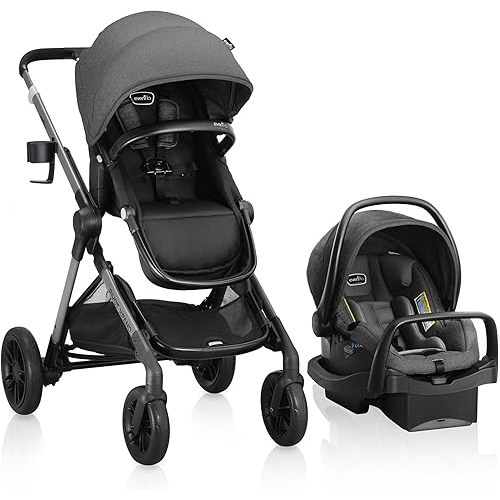 Evenflo Pivot Xpand Modular Travel System with LiteMax Infant Car Seat with Anti-Rebound Bar (Sabino Gray)