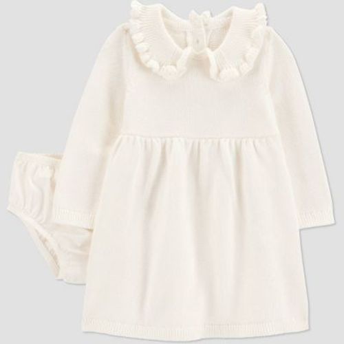 Carter's Just One You® Baby Girls' 2pc Ruffle Sweater Dress - Ivory