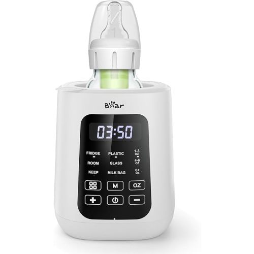 Bear Baby Bottle Warmer, Milk Warmer Breastmilk Bag Formula Fast Warming for New Born Baby Bottles, with Time Temp Control Automatic Shut Off at Home Use