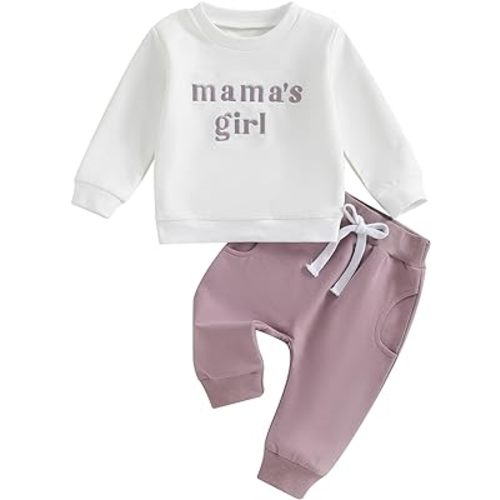 Kaipiclos Toddler Baby Girl Fall Winter Outfit Mamas Girl Long Sleeve Pullover Sweatshirts Jumper Pants Clothes Set