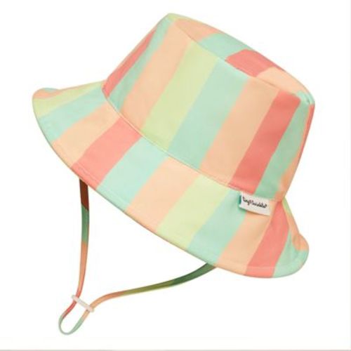Tiny Twinkle Sun Hat with UPF 50+ UV Protection and Adjustable Brim for Toddlers (Sherbert Stripes, 9-18 Months)