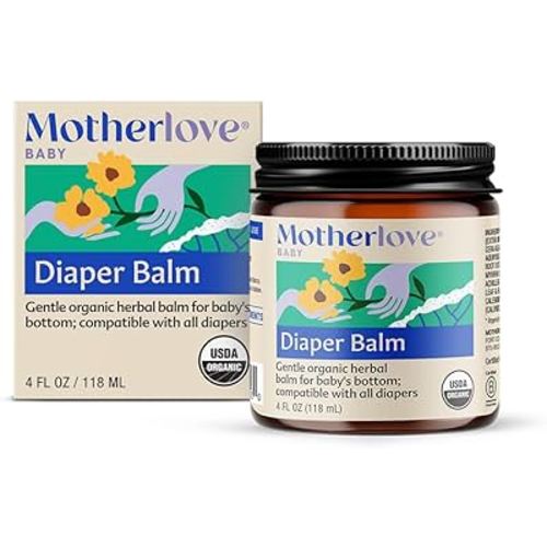 Motherlove Diaper Balm (4 oz) Organic Herbal Diaper Rash Cream—Cloth Diaper Safe, Zinc Oxide- & Petroleum-Free