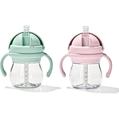 OXO Tot Transitions Straw Cup with Handles 6 oz. - Opal and Blossom - 2 Pack