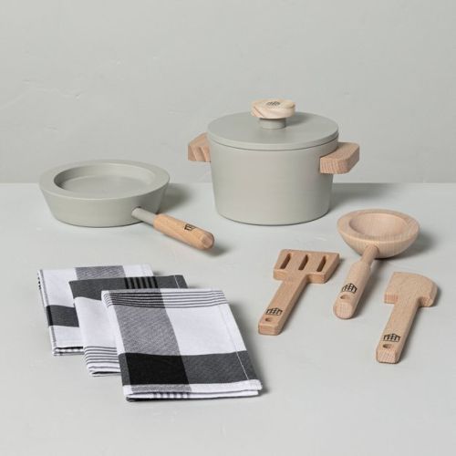 Toy Cooking Set - Hearth & Hand™ With Magnolia: Wooden Play Kitchen Accessories, 9pc, Gender Neutral