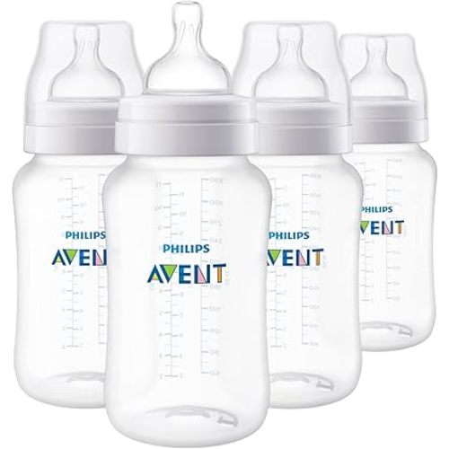 Philips Avent Anti-Colic Baby Bottles, 11oz, 4pk, Clear, SCY106/04