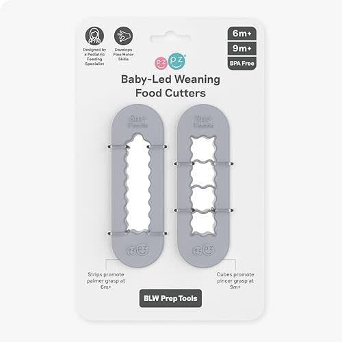 ezpz Baby-Led Weaning Food Cutters (2 pack in Pewter) - 6 / 9 Months + - Food Prep for Infants