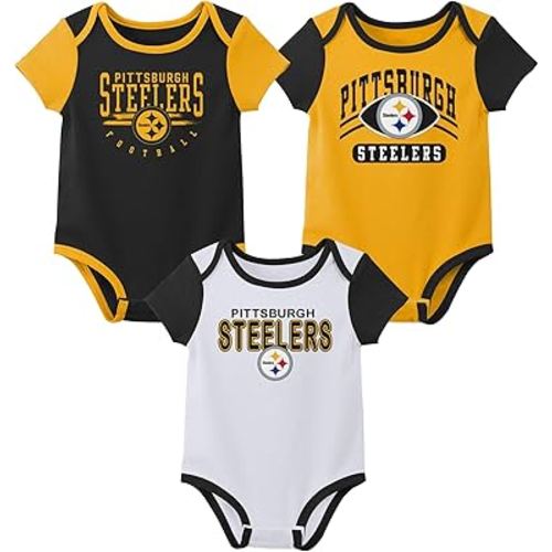 Outerstuff NFL Teams Newborn Baby and Infant Short Sleeve Bodysuit Variety 3-Pack (0-18m)