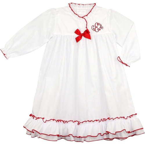 White And Red Ruffle Night Gown