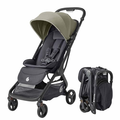 Ergobaby Metro 3 All in One Compact Baby Stroller - Foldable, Lightweight Travel Stroller - Easy One-Hand Fold for Overhead Airplane Storage (Carries up to 50 lbs) - Car Seat Compatible - Soft Olive