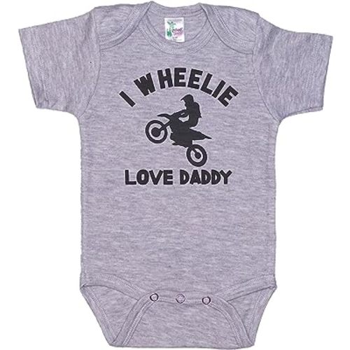 Ebenezer Fire Dirt Bike Onesie/I Wheelie Love Daddy/Motocross Bodysuit/Unisex Bodysuit