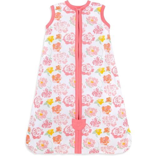 Burt's Bees Baby Beekeeper Infant Wearable Blanket, 100% Organic Cotton Unisex, Girl, Boy Swaddle Transition Sack - Light Weight 0.5 TOG or Medium Weight 1.5 TOG - Newborn Essentials Sleep Clothes - Lightweight (0.5 TOG) - Small - Rosy Spring