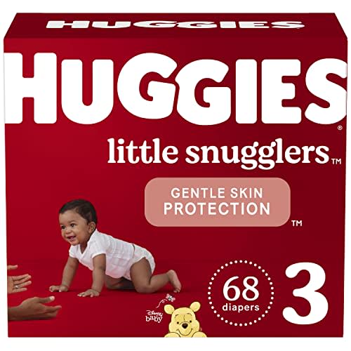 Baby Diapers Size 3 (16-28 lbs), 68ct, Huggies Little Snugglers