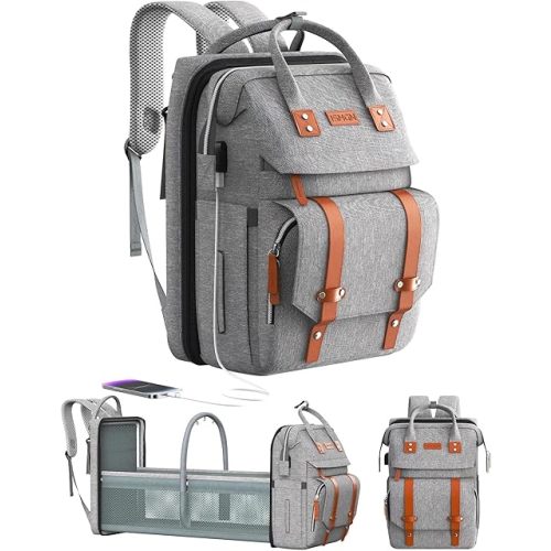 Diaper Bag Backpack with Changing Station, Large Diaper Bag, Baby Bag, Multifunctional Diaper Bag, Gray