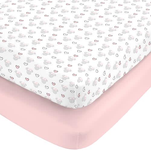 NoJo Disney Minnie Mouse Hearts Girl Standard 2-Pack Fitted Crib Mattress Sheets