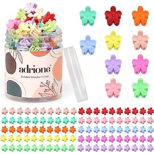 Mini Hair Clips Pack of 100 - Colorful Tiny Flower Hair Clips for Baby Toddler Girls Women, Strong Grip for Fine Hair Bangs