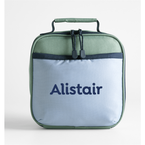 Personalized Dreamer Green and Blue Colorblock Standard Soft Insulated Kids Lunch Box
