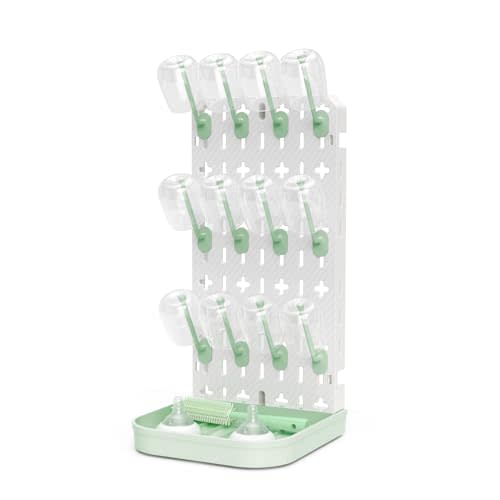 Baby Bottle Drying Rack Bottle Dryer Rack for 12 Bottle Drying Rack Space Saving Kitchen Countertop Vertical Cup Drainer Rack Detachable Baby Bottle Holder Storage Organizer Pump Part Dryer Rack Green