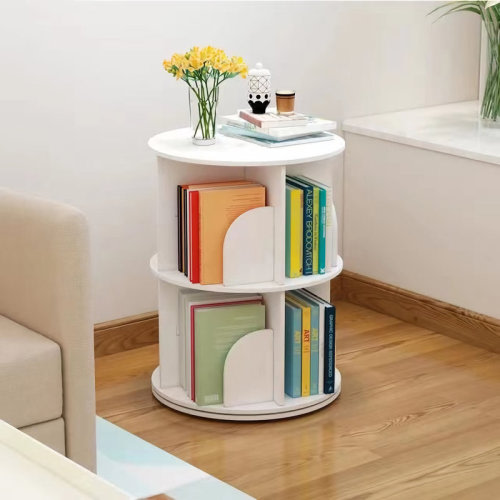 Latitude Run® 2 Tier 360° Rotating Stackable Shelves Bookshelf Organizer white | Wayfair