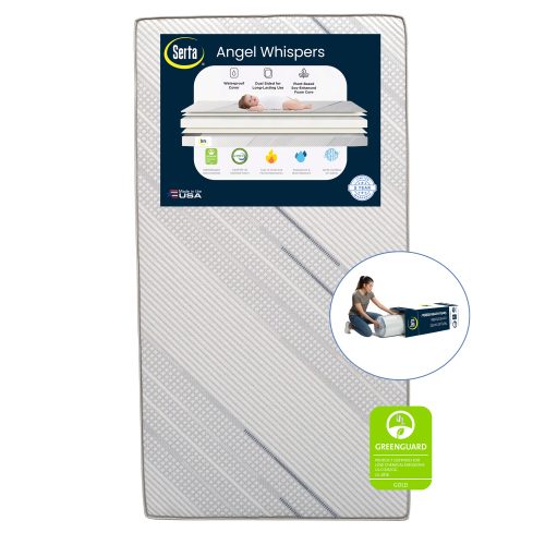 Serta Angel Whispers Dual Sided 5" Crib /Toddler Mattress, GREENGUARD Gold, Firm Plant-Based Foam