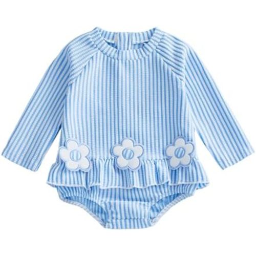 Baby Girl Swimsuit Baby Girls Long Sleeve One Piece Swimsuit Romper Infant Bathing Suit Baby Girl Beach Rash Guard