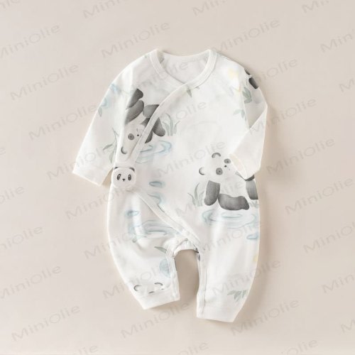Baby Apricot Panda Print Romper