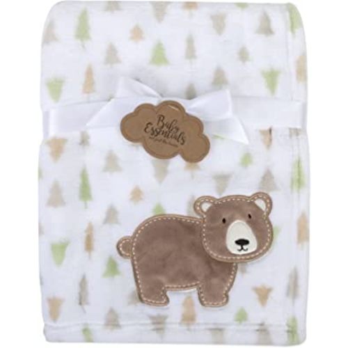 Plush Fleece Throw and Receiving Baby Blankets for Boys and Girls 30x40 (Woodland Bear)