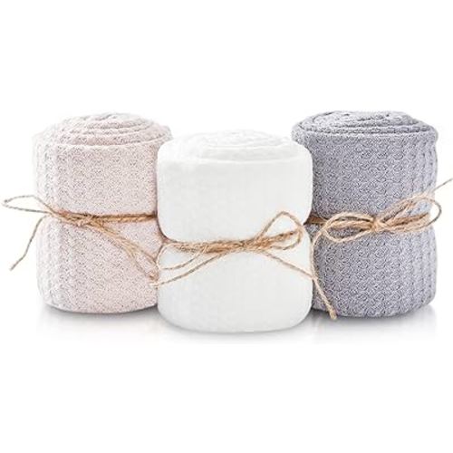 First Landings Newborn Photography Wraps, 3-pack - 16" x 64" Soft Knit Baby Wrap Receiving Blankets - Newborn Photography Props Baby Blankets - Gender Neutral Baby Essentials (Neutral)