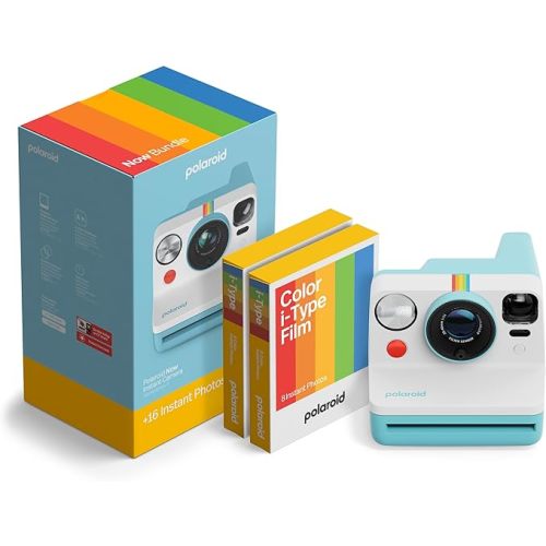 Polaroid Now 3rd Generation I-Type Instant Camera + Film Bundle - Now Arctic Blue Camera + 16 Color Photos (6644)