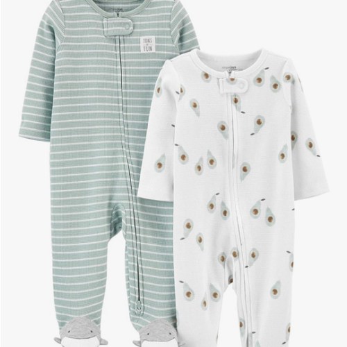 Simple Joys by Carter's unisex-baby 2-way Zip Thermal Footed Sleep and Play, Pack of 2