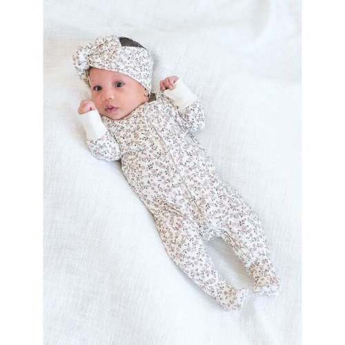 Peyton Zipper Footie, Primrose Floral/Chestnut - Colored Organics | Maisonette