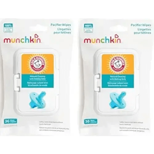 Munchkin Arm & Hammer Pacifier Wipes - Safely Cleans Breast Pump Parts and Feeding Essentials for Baby and Toddler, 2 Pack, 72 Wipes
