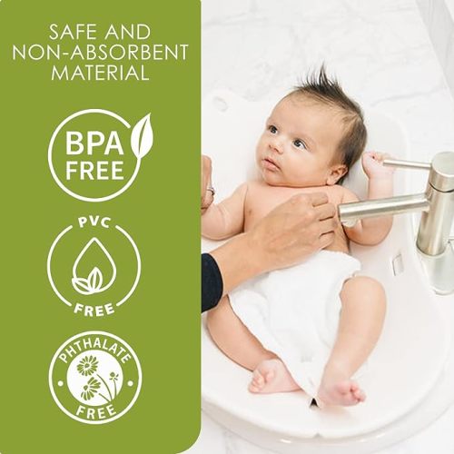 Puj Flyte Travel Compact Infant Bathtub, Baby Bathtub for Newborns and Infants, Stylish Baby Bath Essentials for Home and Travel, 23.5 x 10.51 x 1.5 inches, White