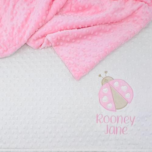 Lady Bug Personalized Minky Blanket, Lady Bug Blanket, Minky Baby Blanket, Appliqued Ladybug Nursery blanket