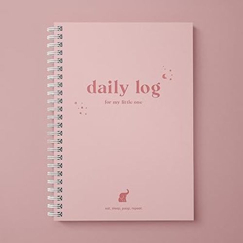 Baby Daily Log Book, Track and Monitor Newborn Nursing, Sleep, Diaper and Milestones. Gift for new Parents, Grandparents, Babyshower, Nanny or Daycare - Hardcover spiral leather A5 (Pink)